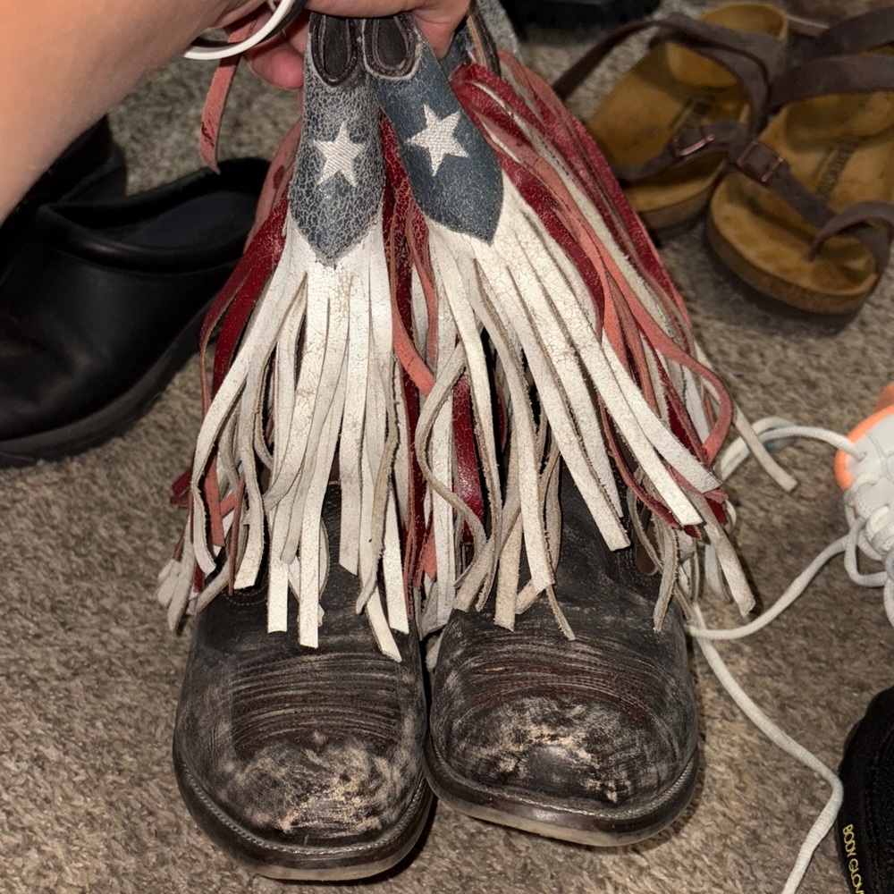 Patriotic Fringe Cowboy Boots - Picture 2 of 2